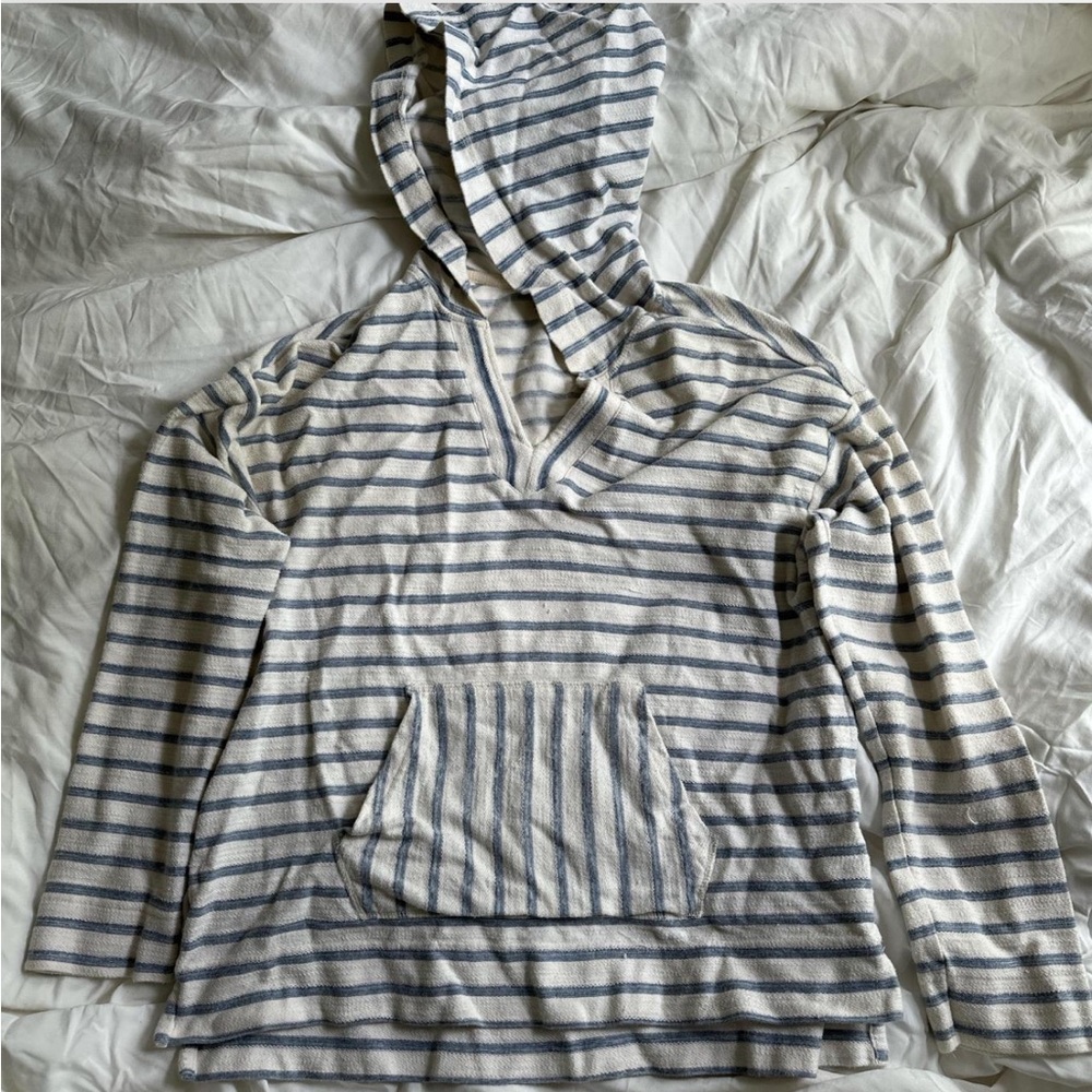 Chaps Blue and White Striped Hoodie